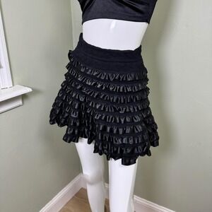 Black Ruffle Mini Skirt (Made in Italy) 🖤  Romantic meets dark — a tiered black
